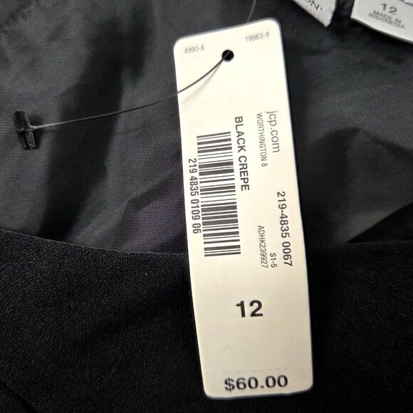 Worthington Womens Black Crepe A-Line Dress Size 12 LBD NWT - Picture 5 of 7